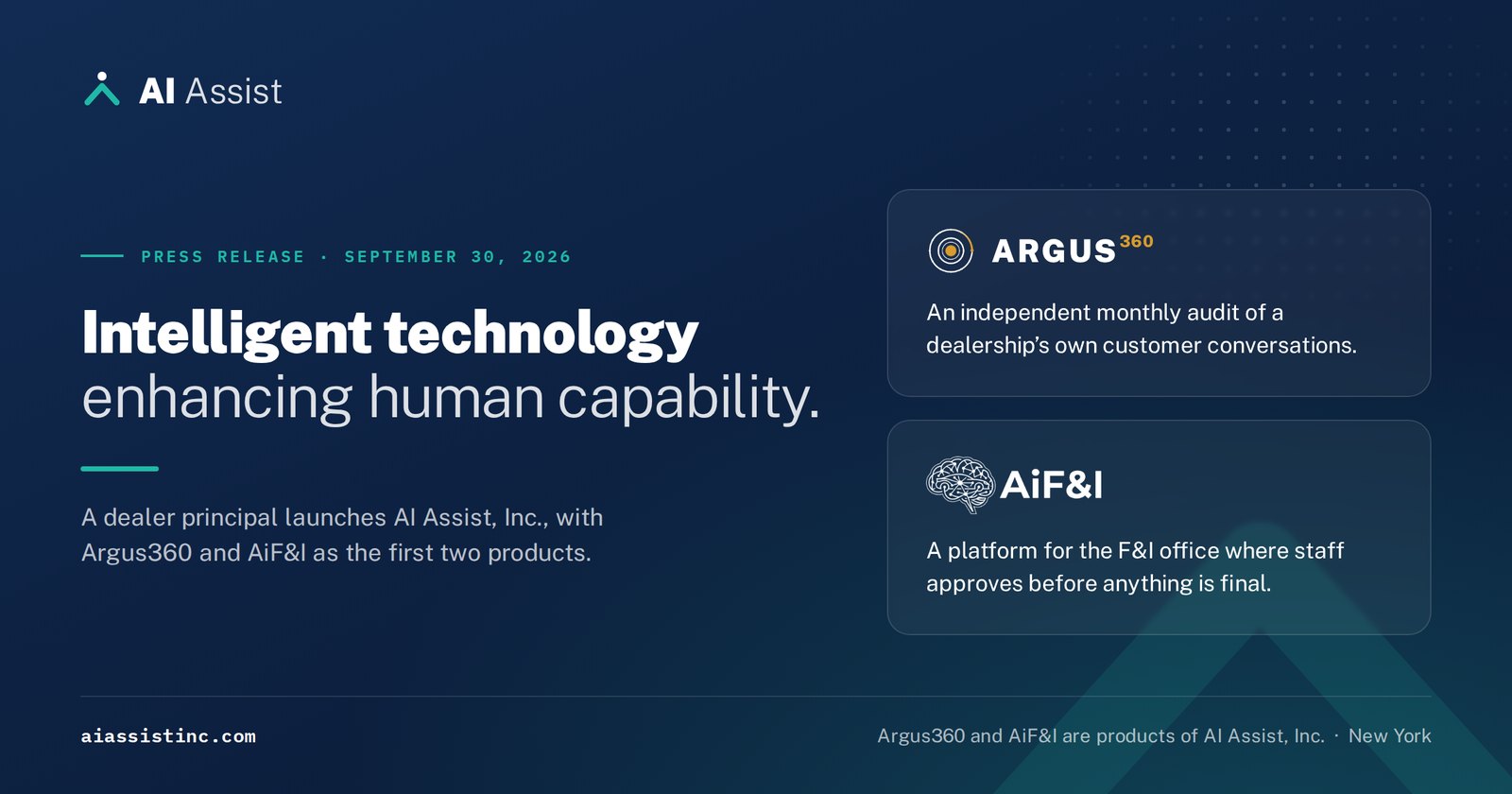AI Assist launch graphic featuring the AI Assist, Argus360, and AiF&I brands