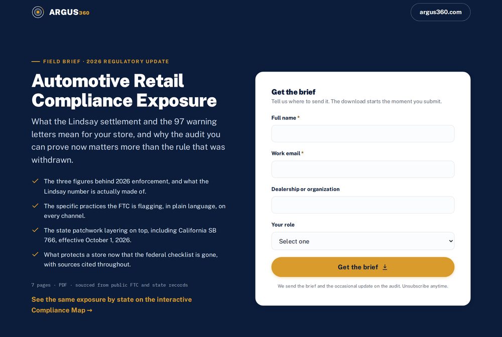 Automotive Retail Compliance Exposure.